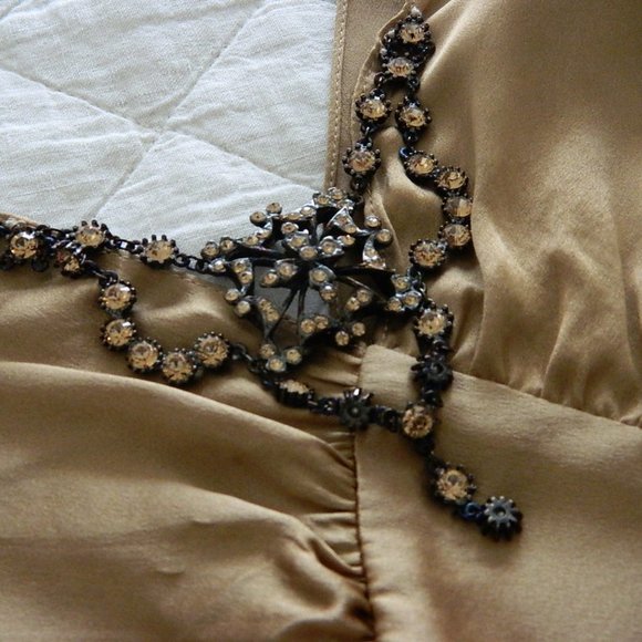Ticci Tonetto Toast Silk Cami W/Jewel Detail MED - Picture 3 of 10